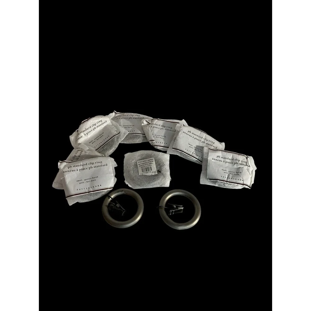 Pottery Barn Standard Curtain Clip Rings Small Pewter Finish Set of 10 NWOB